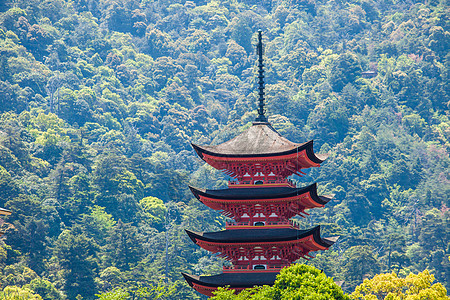 日本宫岛五层塔台历史崇拜佛教徒建筑学寺庙橙子神道神社旅游观光图片