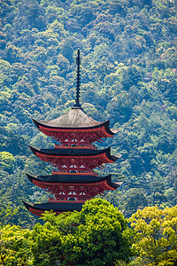 日本宫岛五层塔台橙子历史木头宝塔历史性崇拜宗教寺庙旅行世界图片