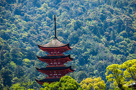 日本宫岛五层塔台旅行建筑学宗教佛教徒橙子遗产精神观光历史世界图片