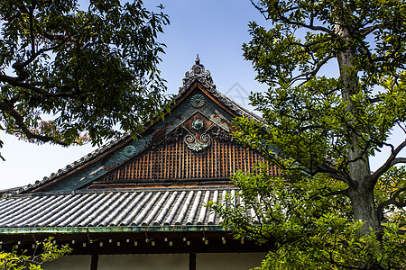 日本花园 日本石块花园的视图 日本京都天柳寺寺庙绘画花园建筑学蓝色文化宗教遗产建筑观光图片