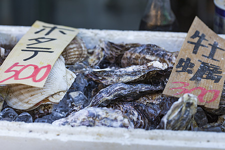 日本市场上销售的原生海产食品食物美食钓鱼庆典螃蟹鲭鱼零售贝类产品海洋图片