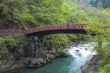 红圣桥新京在教科文组织日本Nikko网站皇帝世界游客旅行山脉历史性历史文化森林悬崖图片