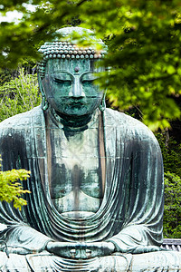 大佛大布津在日本宫仓的Kotokuin寺庙内风景大佛佛教徒国家遗产雕塑祈祷青铜艺术雕像图片