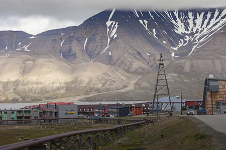 在挪威斯瓦尔巴Svalbard的上查看风景地形建筑景观旅游全景农村城市苔原建筑学图片