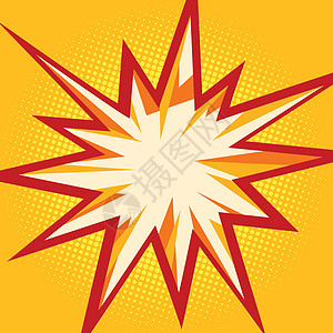 红色炸弹多径星形式的漫画闪光爆破光束插图横梁框架橙子黄色卡通片红色流行音乐插画