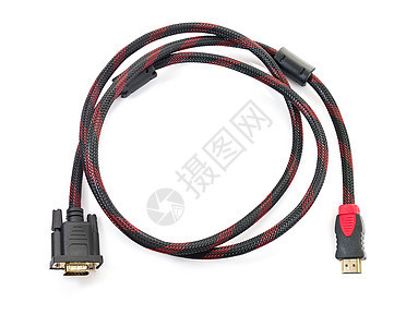 HDMI 有线和VGA白色电缆连接器金属技术数据显卡电子插头监视器绳索电脑视频图片