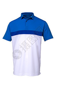 白色背景的高尔夫蓝色和白色T恤衫图片