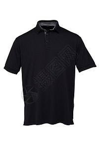 高尔夫黑T恤衬衫 黑色和白花色领带图片