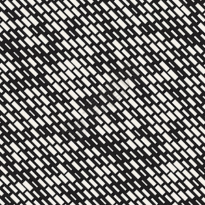 矢量无缝黑白不规则破折号矩形网格模式 抽象几何背景设计条纹装饰窗饰创造力风格白色平行线艺术短跑中风图片