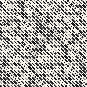 矢量无缝黑白不规则破折号矩形网格模式 抽象几何背景设计艺术中风装饰白色创造力长方形纺织品窗饰装饰品短跑图片