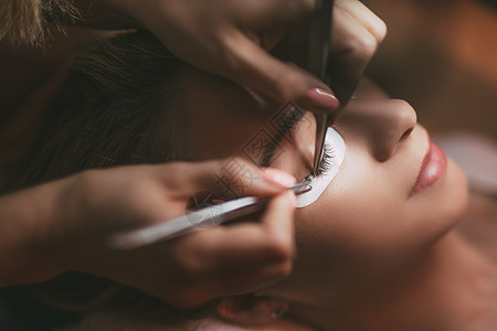 延长程序眼痛延长期水平宏观女士女孩眼睛女性专业睫毛治疗镊子图片