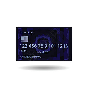 蓝色信用卡现实 带有抽象几何特征图片