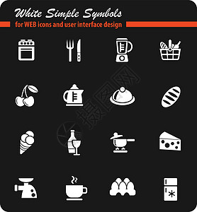 食物和厨房简单的图标羊角插图熏肉冰淇淋酒精混合器平底锅面包搅拌机盘子图片