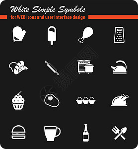 食物和厨房简单的图标冰棒插图杯子咖啡火腿图标集火炉蛋糕擀面杖冰淇淋图片