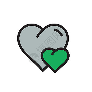 矢量心迷你图标卡通绿色科罗拉多婚姻婚礼热情插图礼物背景图片