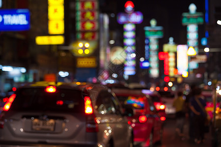 夜间模糊无焦点的城市视图街道出租车商业交通运输旅游生活旅行游客购物图片