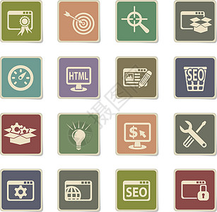 seo 和开发图标 se网站手机公司插图支援设计网络技术营销代码图片