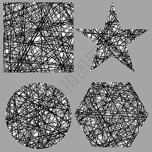 不同阵列形状集墨水创造力星星横幅曲线插图涂鸦椭圆形作品材料图片