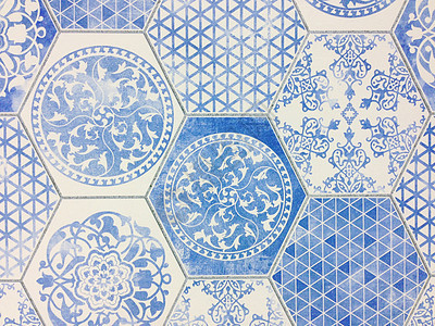 一些典型的葡萄牙瓦片的细节马赛克艺术手工制品建筑学正方形拼贴画风格地面陶瓷背景图片