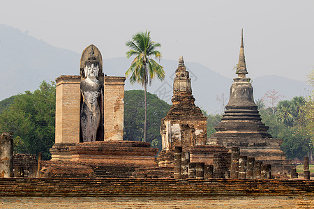 泰国苏霍泰历史公园 佛像 旧城废墟热带城市建筑佛教徒古董旅行雕像遗产崇拜图片