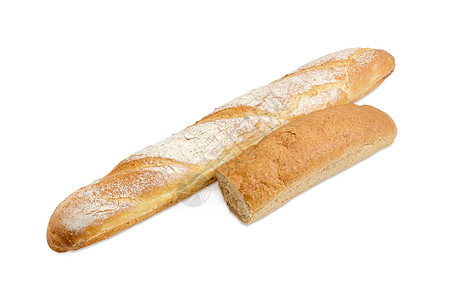 法式长棍面包和半个麸皮长面包图片
