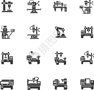 工业设备图标 se技术钻孔液压铣削手臂插图机械工具作坊工作图片