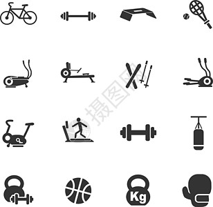 运动器材图标 se权重网球自行车运动员健身机酒吧手套篮球图片