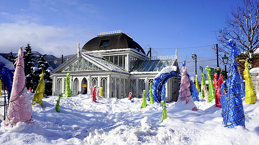 玻璃屋建筑冬季寒雪节;图片
