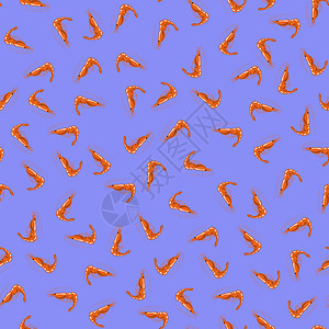 煮熟的红虾无缝模式海洋生物艺术品雕刻国王蚀刻美食橙子烹饪动物绘画图片