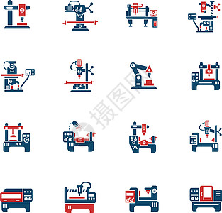 工业设备图标 se作坊工作手臂钻孔插图技术机械工具铣削液压图片