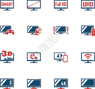 智能电视图标 se喇叭视频蓝牙游戏电视机互联网对角线同步上网背景图片