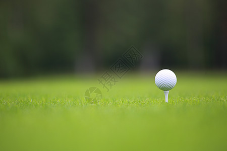 高尔夫球打在地上课程俱乐部游戏草地绿色场地宏观球座运动球道图片