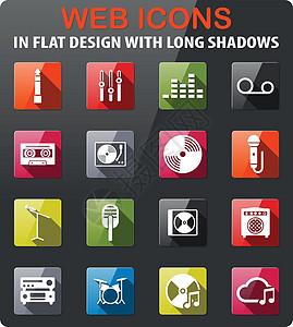 音乐简单图标鼓组记录机械收音机音乐盒扬声器卷轴麦克风插头话筒架图片