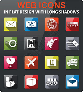 邮政服务图标 se行星信封图章卡车盒子纸板大车邮件条码照片图片