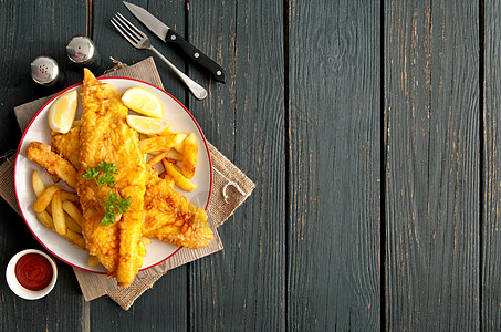 鱼和薯片背景广告空白乡村薯条鳕鱼海鲜油炸面糊盘子英语图片