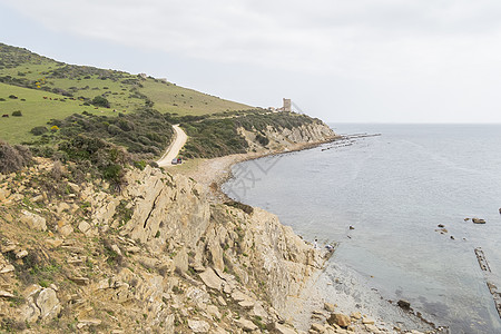 Guadalmesi望台 西班牙卡迪兹海峡自然公园旅行废墟时间手表蓝色风景海洋日光天空历史图片