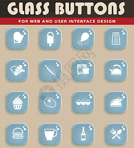 食物和厨房简单的图标冰棒插图瓶子面包擀面杖图标集烤箱酒精玻璃蛋糕图片