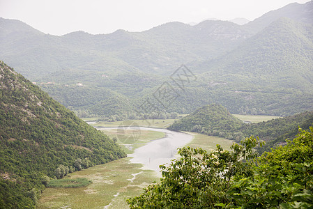 黑山Skadar湖反射海岸线植物地平线爬坡蓝色旅行土地公园岩石图片