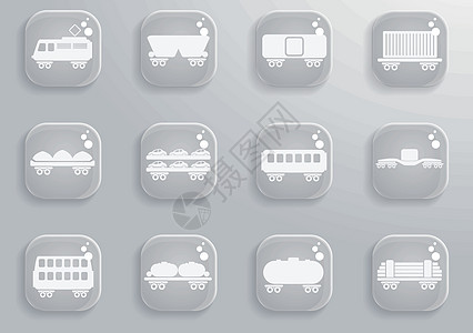 铁路货运交通图标计算机运输行李插图送货火车站货物绘画冰箱图标集图片