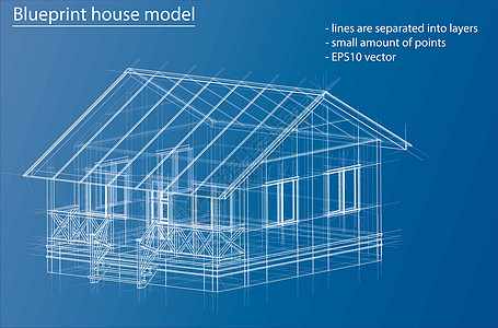房屋线框结构 韦克托项目技术城市渲染绘画原理3d房子建筑师插图图片