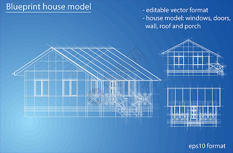 房屋线框结构 韦克托3d蓝图技术草图原理建筑师住房插图住宅建筑学图片