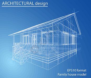 房屋线框结构 韦克托3d房子蓝图建造城市住房原理建筑学草图绘画图片