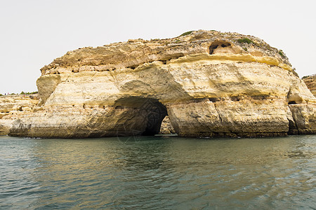 Benagil海滩洞穴 葡萄牙阿尔加夫悬崖假期岩石海景海浪地标蓝色日落旅游海岸图片