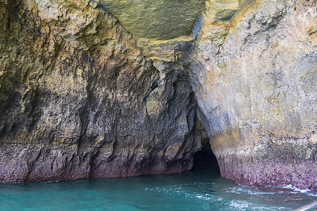 Benagil海滩洞穴 葡萄牙阿尔加夫假期海岸线旅行石头太阳编队海岸全景海景旅游图片