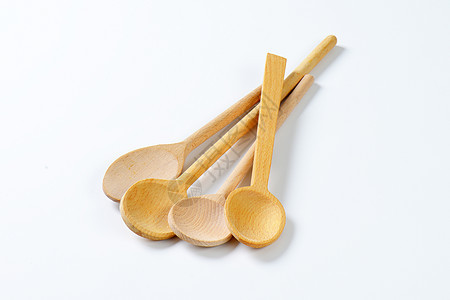 4个木制勺子厨具团体酱勺背景图片
