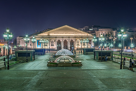 俄罗斯莫斯科Manezhnaya广场夜景公园建筑城市中心旅行首都喷泉纪念碑展览地标图片