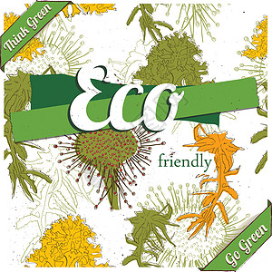 生态友好海报叶子标签框架质量插图水果生活卡片丝带店铺图片