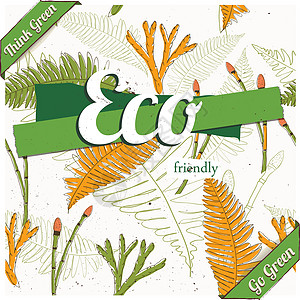 生态友好海报丝带产品叶子销售质量贴纸插图生活生物磁带图片