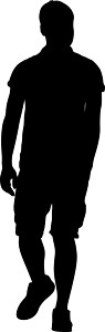 白色背景上的黑色剪影男子站立人口袋衬衫人士商业插图男人艺术公司商务套装图片