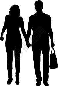 剪影男人和女人手拉手走路黑色职员性别男性家庭父母合伙绅士白色夫妻图片